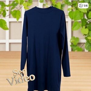 👛 (ANY 2/$25) NOBO Blue Long Sleeved Sweater Dress